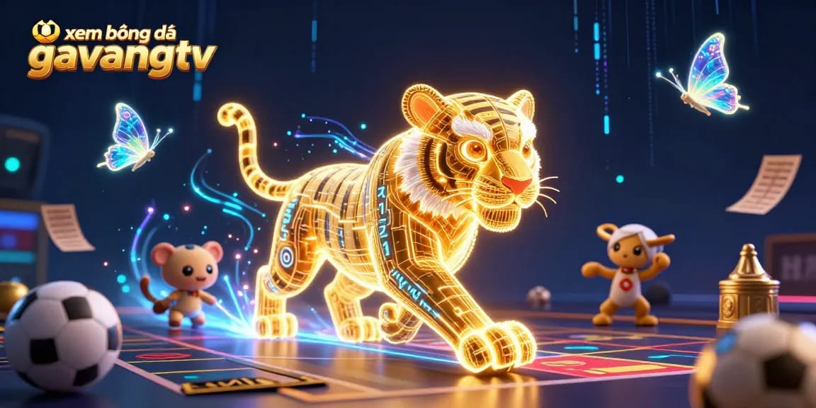 Xem bóng đá gavangtv showcases a vibrant 3D sports betting scene filled with digital energy and exciting elements.