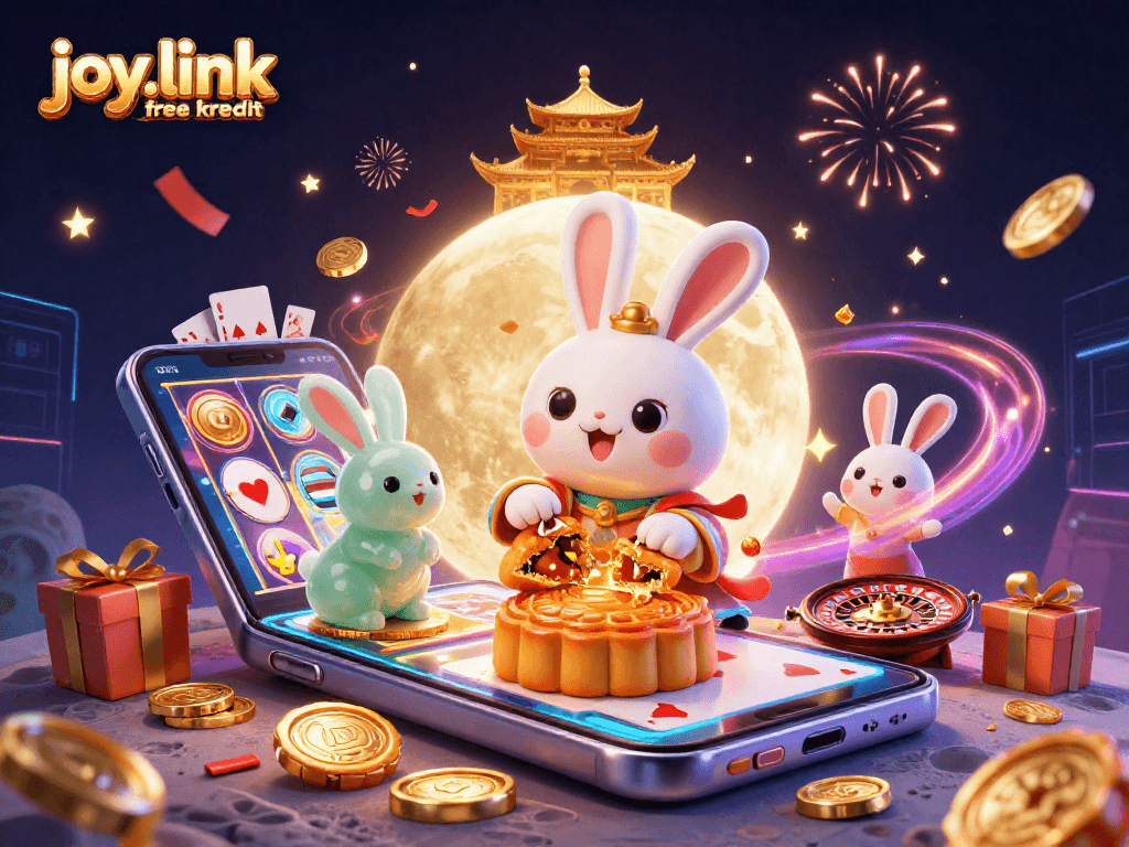 Play slots with joy.link free kredit at this vibrant moon-themed casino scene.