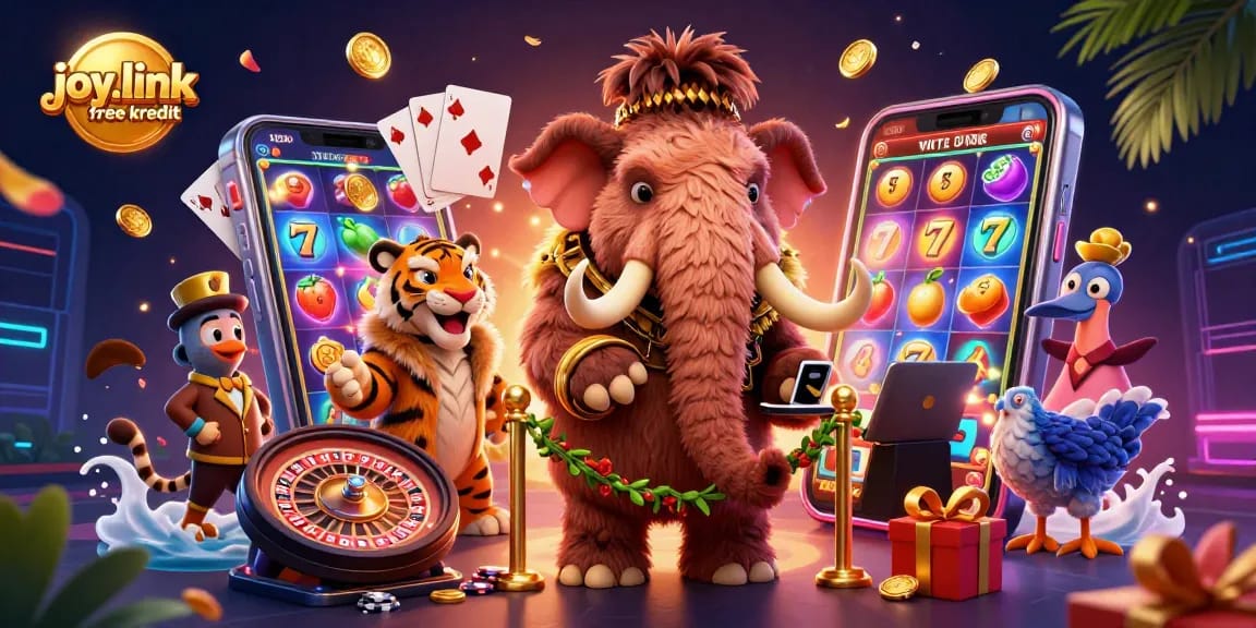Experience joy.link free kredit with a vibrant casino scene featuring iconic characters and dynamic gaming elements.