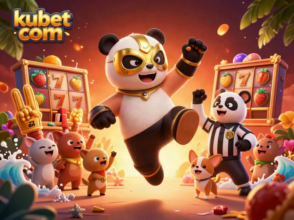 Experience the excitement of kubet com with a dynamic wrestling-themed casino scene.