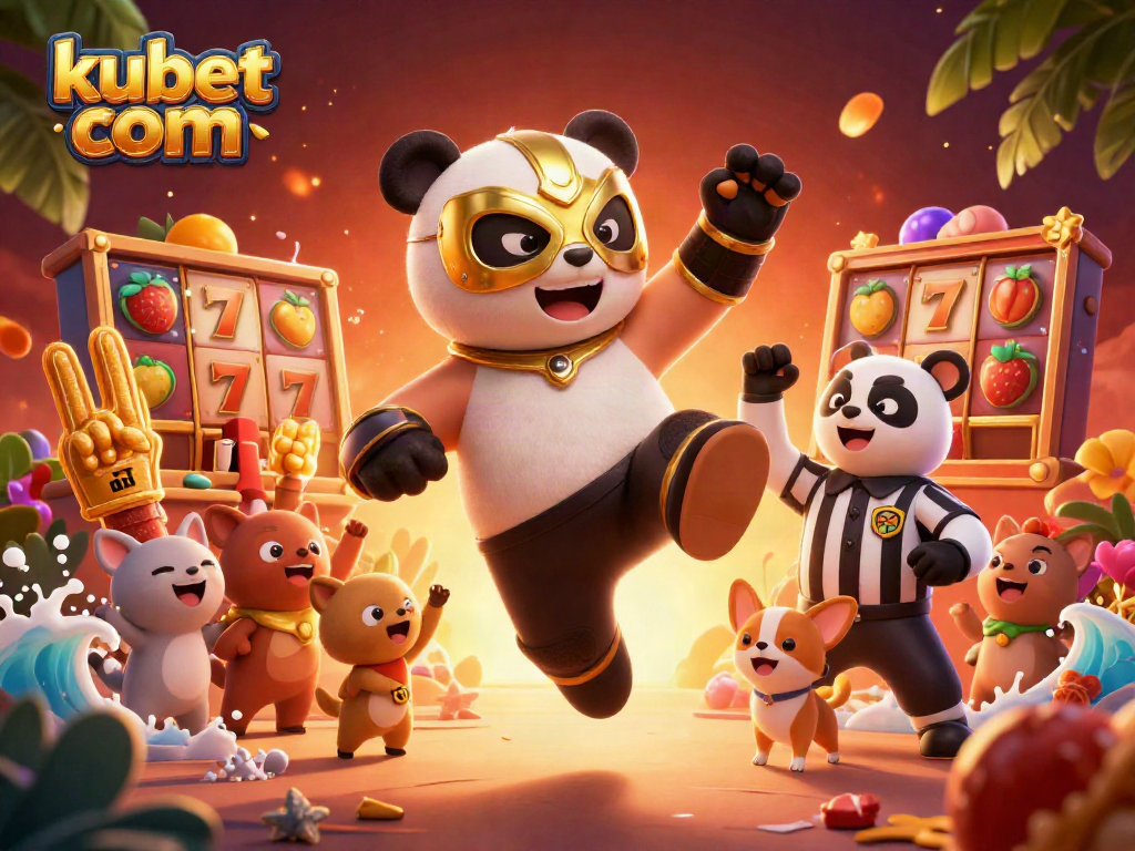 Experience the excitement of kubet com with a dynamic wrestling-themed casino scene.