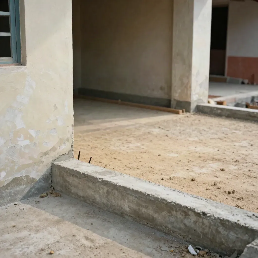 Tapak asas baharu dengan pile cap, ground beam dan tanah padat di lot kedai Melaka.