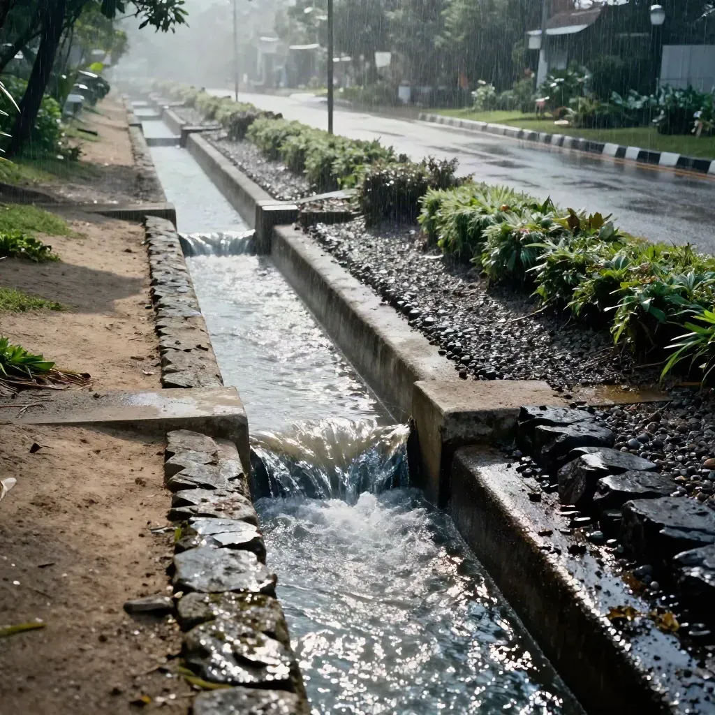 Saliran resort bertingkat mengalir lancar di lereng Kuantan saat hujan monsun.