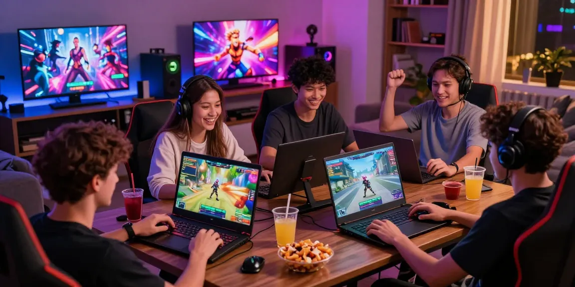 Engaging players enjoying various porno games in a lively gaming room.