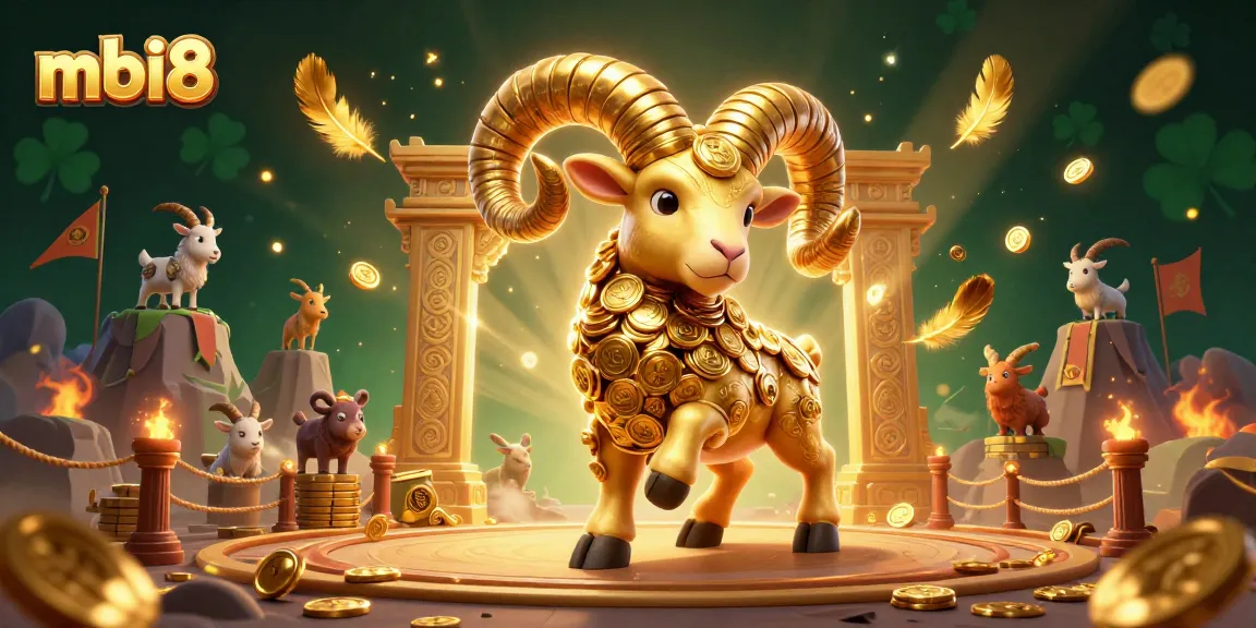 Experience thrilling action at mbi8, featuring a dynamic golden ram charging towards a golden gate.