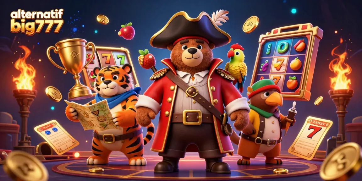 Engage with alternatif big777 in dynamic 3D casino action featuring cartoon characters and exciting slot symbols.
