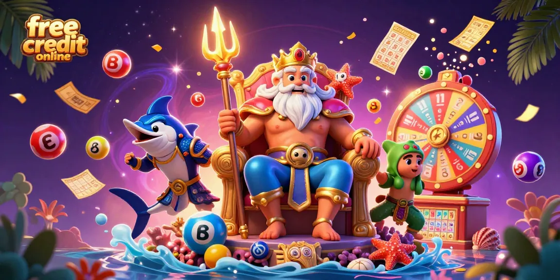 Experience the thrill of free credit online gaming as Neptune and friends celebrate with dynamic prizes and excitement.